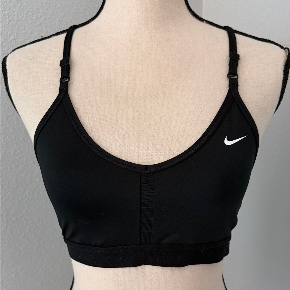 Nike Women's Black Sports Bra with White Logo